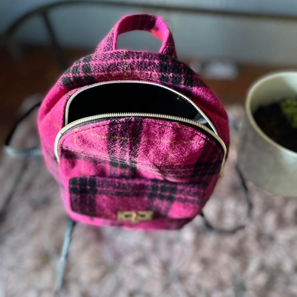 Forever 21 Handbags - Plaid Backpack- pink with black